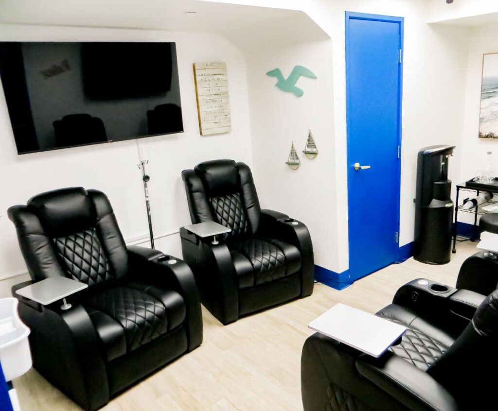 vitality office with black leather chairs